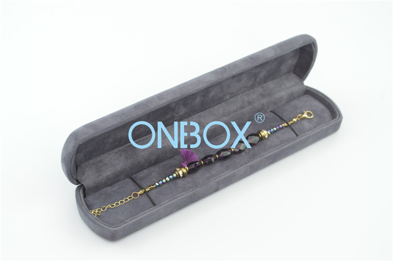 Dark Blue Bracelet Gift Boxes For Jewellery Velvet Materials me tal Shields