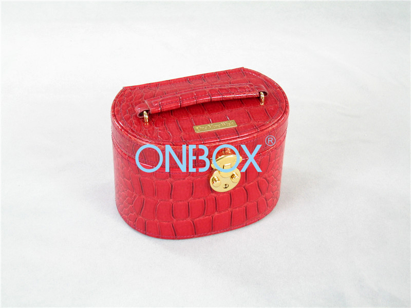 Ladies Crocodiles PU Jewelry Storage Boxes Inside Top Mirror For Travel