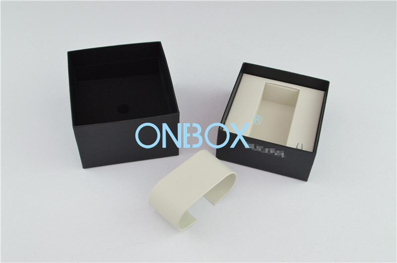 C Ring Black Paper Luxury Watch Packaging Customized Logo / Mens Watch Boxes