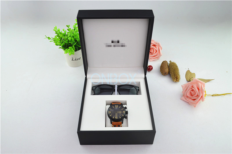 Big Leather Watch Boxes For Glasses , Gift Box Packaging With Foil Stamping Logo