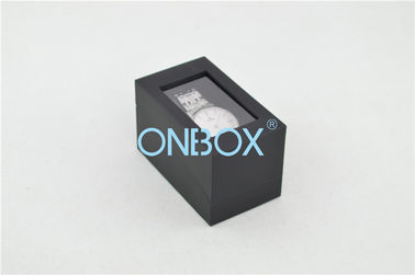 Black Touch Cardboard Watch Boxes Rectangular With Window On Top