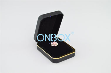 Luxury Jewelry Box With LED Light , Women Pandent Boxes With Gold Borders On Edges
