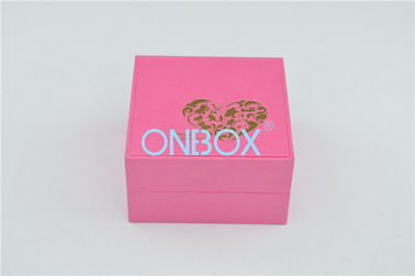 Pink Paper Square Printed Gift Boxes With Heart Shaped Customized Slot Black Velvet