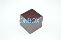 Luxury Square LED Display Small Jewelry Box For Lady Single Ring In Dark Brown PU Leather