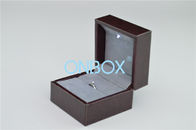 LED Light Personalised Luxury Leather Jewelry Boxes Dark Brown Environment Friendly