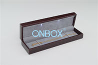 Bracelet / Hand Chain Oblong Leather Jewelry Boxes With 2 LED Lights Customized Logo