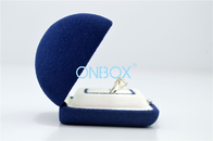 Factory Supply Fashion Jewelry Box In Navy Blue Velvet With Insert Slot for Single Ring