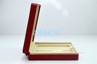 Gift Packaging Red PU Custom Luxury Boxes With Satin Strip