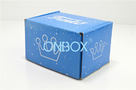 Cardboard / Corrugated Blue Packaging Paper Box For Gift CMYK Printing