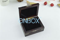 Retro Style Coin Storage Boxes Solid Wood With Carving / Metal Decoration