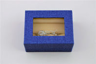 PU Leather Pandora Jewelry Box For 2 Finger Rings / Big Ring With Trasparent Window On Top