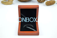 High Gloss Wooden Coin Display Box In Brown Color Black Flocking EVA Insert /  Painted Gift Box