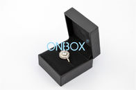 Customized Small Jewelry Gift Boxes / Black Leather Ring Packaging Box