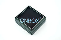 Simple Black Square Jewelry Box For A Pair Of Eardrops With Gold Foil Printing
