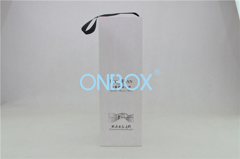 White Luxury Wine Packaging Boxes Recyclable Carrying Handle Strip
