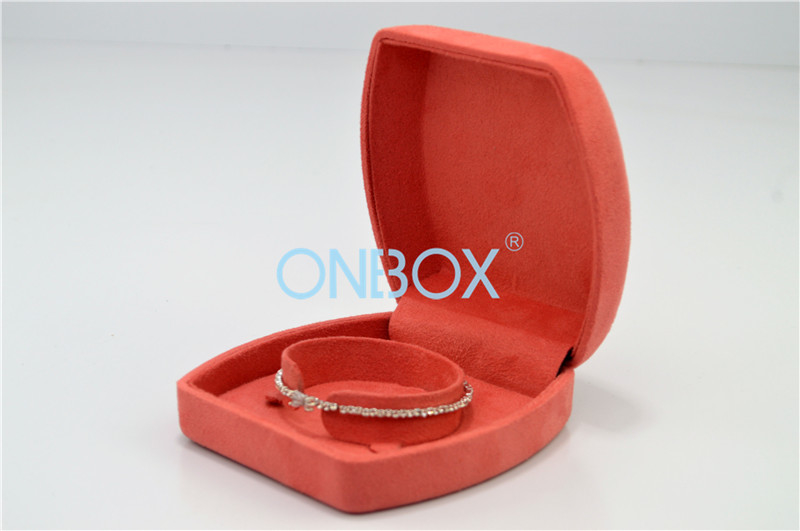 Luxury Packaging Boxes In Orange Suede For Lady Bangle , Wholesale Custom Packaging Box
