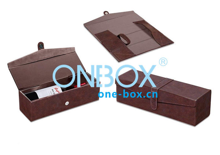 Foldable Leather Wine Packaging Boxes Display With Magnet Closure