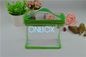 Fashion Carrying Transparent PVC Zipper Bags With Green Borders / Handle