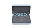 Customized Coin Display Box Wrapped Elegant Blue With Metal Hinge